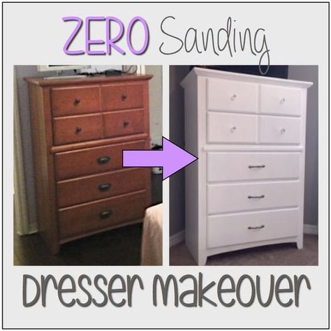 How to makeover an old dresser with ZERO sanding! Paint Dresser Diy, Refinished Dresser Diy, Dresser Refinish, Dresser Redo, Diy Dresser Makeover, Bedroom Furniture Makeover, Dressers Makeover, Diy Dresser, Diy Furniture Renovation