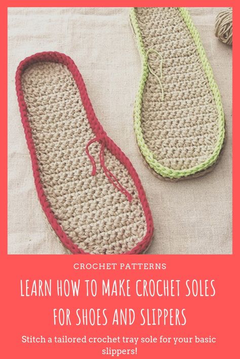 Learn How to Crochet soles for slippers and for shoes with this unique crochet pattern #crochet #crochetpattern Crochet Sole, Diy Crochet Slippers, Crochet Slipper Boots, Easy Crochet Slippers, Crochet Socks Pattern, Crochet Slippers Free Pattern, Knitted Slippers Pattern, Crochet Shoes Pattern, Crochet Slipper Pattern