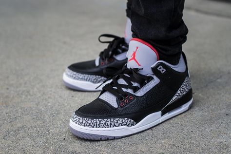 2018 Air Jordan 3 Black Cement On Feet on foot photo Jordan 3 Cement, Jordan 3 Outfit, Jordan 3 Black, Jordan 3 Black Cement, Jordan 3s, Jordans For Sale, White Nike Shoes, Black Jordans, Jordan Shoes Retro