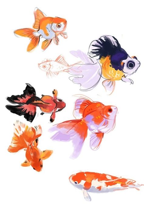 Fishy Goldfish Art, Canvas For Beginners, Posca Art, Fish Drawings, Drawing Style, 수채화 그림, Arte Inspo, Before Bed, 판타지 아트