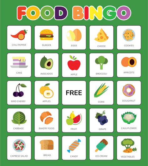 Food Bingo Cards for Kids Bingo For Preschoolers, Food Bingo, Kids Grocery Store, Teaching Preschoolers, Bingo For Kids, Food Cards, Bingo Printable, Cards For Kids, Foundational Skills