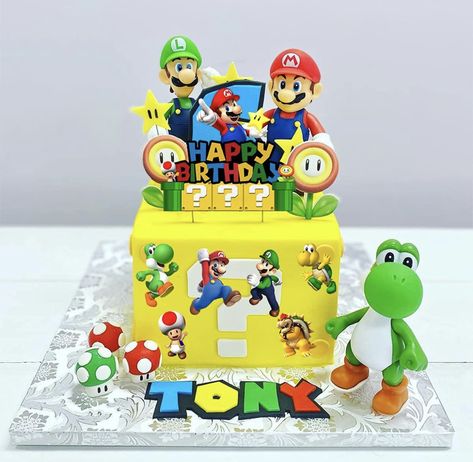 Super Mario Happy Birthday, Mario Happy Birthday, Birthday Cake Topper Printable, Mario Birthday, Big Cakes, Happy Birthday Cake, Happy Birthday Cake Topper, Mario Party, Happy Birthday Cakes