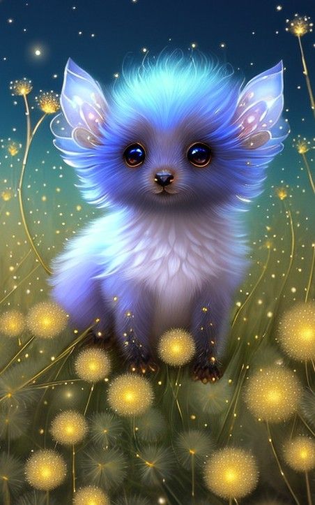 Fantasy Puppy Creature, Mythical Pets Fantasy Art, Mythical Garden, Fantasy Animals, Animated Animals, Fluffy Dogs, Dragon Scale, Mythical Creatures Art, Fluffy Animals