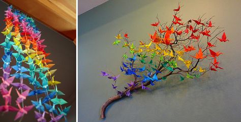 . Origami Installation, Origami Cranes, Paper Cranes, Growing Up Girl, Rainbow Wedding, Origami Crane, Paper Crane, Crafty Diy, Smash Book