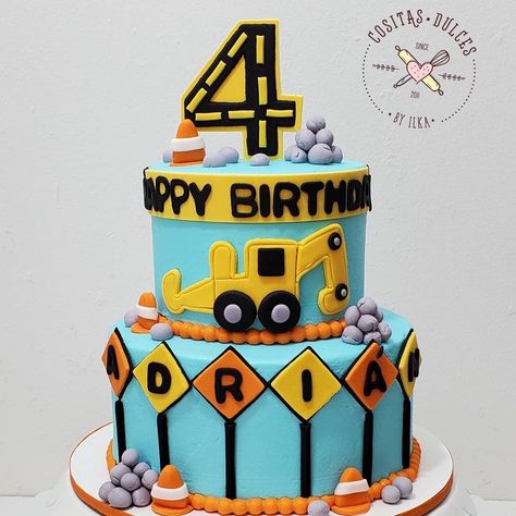 4th birthday cake Birthday Cake For 4 Year Boy, Construction Theme Cake, 4th Birthday Cake, Birthday Cake Gif, 4th Birthday Cakes, Construction Theme, Beautiful Birthday Cakes, Fourth Birthday, Theme Cake