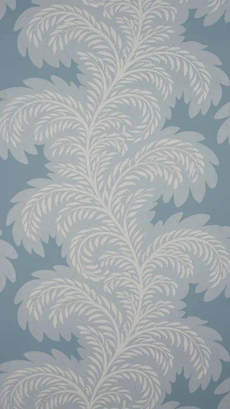 Fernholme - George Spencer Designs Blue Fern Wallpaper, Trim Lighting, Thistle Wallpaper, Wallpaper Trim, Quadrille Wallpaper, Fern Plants, Block Print Wallpaper, Bridge House, Fern Wallpaper