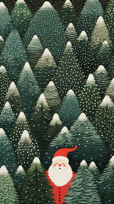 Santa pattern many christmas nature backgrounds.  | premium image by rawpixel.com / Rob Electric Wallpaper, Winter Backgrounds Iphone, Aesthetic Mobile Wallpaper, Custom Home Screen, Christmas Illustration Design, Cell Wallpaper, Christmas Phone Wallpapers, Christmas Tree Plant, Christmas Nature