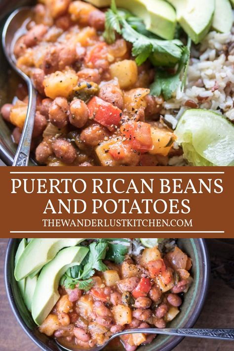 Puerto Rican Vegetable Recipes, Saucy Beans, Beans And Potatoes Recipe, Puerto Rican Beans, Red Beans And Rice Recipe Easy, Red Beans N Rice Recipe, Beans And Potatoes, Meatless Dishes, 2023 Food