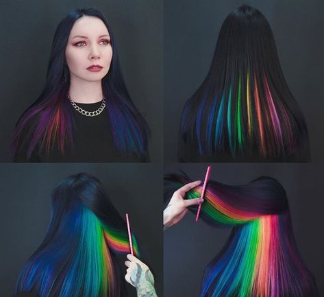 Hair Dye Videos, Split Dyed Hair, Rainbow Hair Color, Cute Hair Colors, Multi Colored Hair, Pretty Hair Color, Hair Color And Cut, Colored Hair, Hair Dye Colors