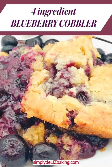 Gluten Free Blueberry Cobbler, Easy Blueberry Cobbler, Blueberry Cobbler Recipes, Berry Cobbler, 3 Ingredient Recipes, Blueberry Desserts, Blueberry Cobbler, Easy Blueberry, Cobbler Recipe