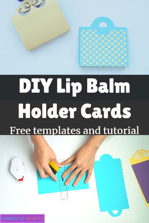 Paper project with free SVG templates, lip balm card holder Homemade Gift Baskets, Handmade Cards Diy, Lip Balm Labels, Svg Templates, New Job Card, Spf Lip Balm, Card Making Templates, Purse Tutorial, Diy Lip Balm