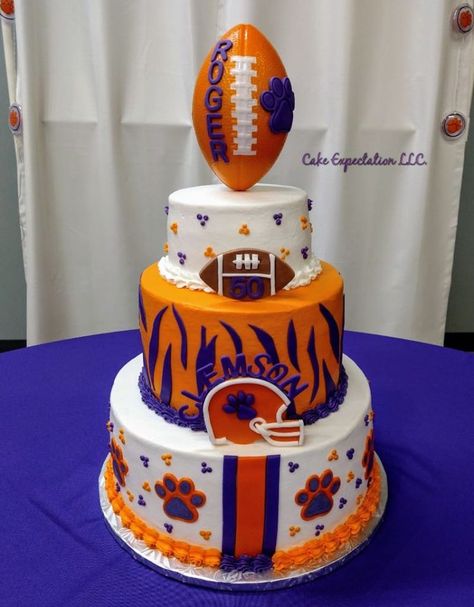 Tiger Cake, Clemson Tigers Football, Clemson Football, Tiger Football, Football Cake, Clemson Tigers, 9th Birthday, Birthday Party Themes, Cupcake Cakes