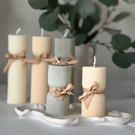 Ribbed Pillar Candles 🕯️ #candlemaking #candleshop #handmadecandles #handpoured #diycandles #hobbylobby #joy #weddingdecor #babyshower #engagementgift #tampa #florida #candlecommunity #shopsmallbusiness