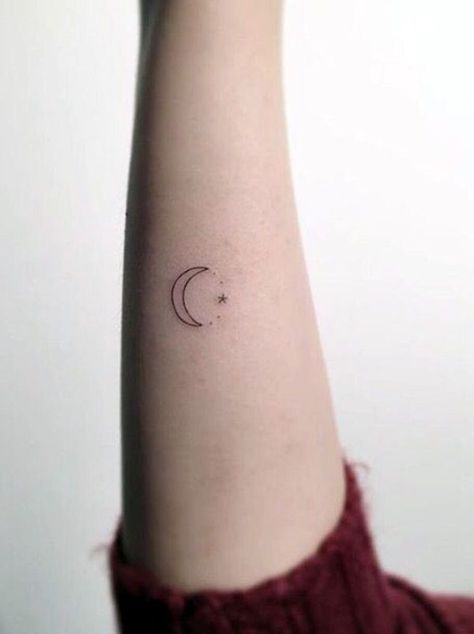 Magical Moon Tattoo Designs (27).... *** Learn even more by visiting the picture link Minimalist Halloween Tattoo, Moon Star Tattoo, 16 Tattoo, Tattoos Inspiration, Crescent Moon Tattoo, Insta Baddie, Cross Tattoos, Moon Tattoo Designs, Tattoos Geometric