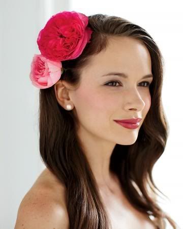 Fabulous Fuchsia | A Palette of Fuchsia, Pink   White Wedding Hairstyles And Makeup, Fuchsia Wedding, Flowers In Her Hair, Wedding Headdress, Martha Stewart Weddings, Flower Hair Pin, Perfect Palette, Wedding Hair And Makeup, Floral Hair