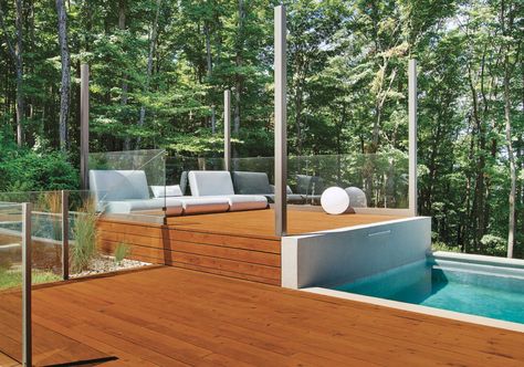 63 Invigorating Backyard Pool Ideas & Pool Landscapes Designs - Luxury Home Remodeling | Sebring Design Build Privacy Screen Plants, Pool Landscapes, Swimming Pool Fountains, Backyard Pool Ideas, Contemporary Backyard, Glass House Design, Screen Plants, Doors Design, Pool Landscape Design