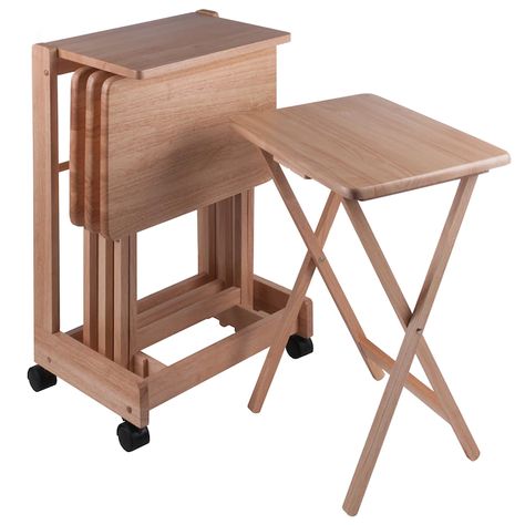 Winsome Wood 5-Pack 14.57-ft x 19.06-ft Indoor Rectangle Wood Brown Folding TV Tray in the Folding Tables department at Lowes.com Snack Tables, Tv Dinner Trays, Tv Tray Set, Folding Tv Trays, Tv Trays, Snack Table, Storage Stand, End Table Sets, Tray Table