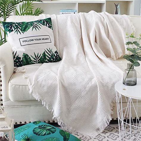 Bed Rugs, Throw Blanket For Bed, Blanket With Tassels, Decorative Throws Blanket, Bed End, Double Sofas, Sofa Throw Blanket, White Sofas, Nordic Home