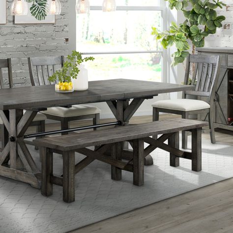 Farmhouse Theme, Dining Set With Bench, Classic Farmhouse, Dining Room Table Set, 7 Piece Dining Set, Grey Dining, 5 Piece Dining Set, Table Extensible, Pedestal Dining Table