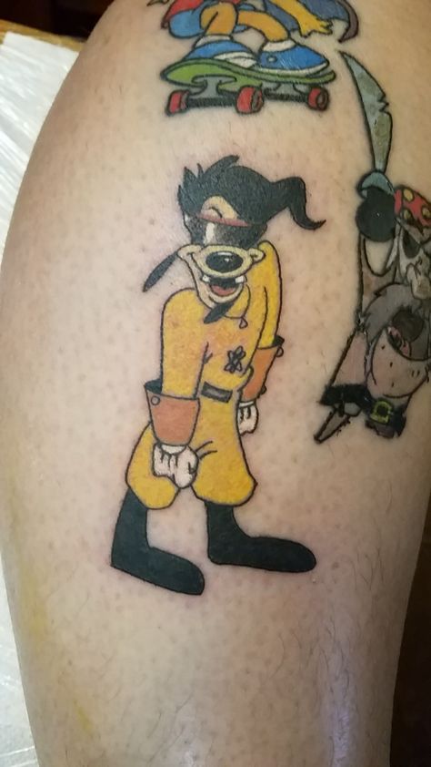 Powerline, max, a goofy movie Goofy Movie Tattoo Ideas, 90s Movies Tattoos, Arthur Tattoo Cartoon, Powerline Tattoo Goofy, A Goofy Movie Tattoo, Goofy Movie Tattoo, Powerline Tattoo, 90s Tattoo Ideas, Animated Tattoos