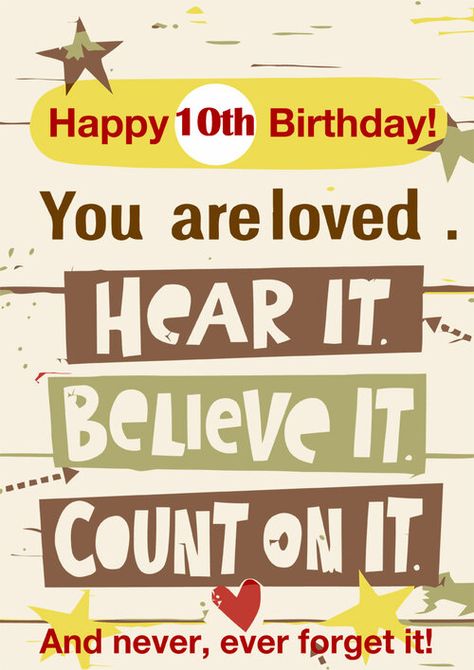 8 Wonderful Printable Birthday Cards for 10 Year Olds (free) — PRINTBIRTHDAY.CARDS Printable Birthday Cards, Free Printable Birthday Cards, Happy 12th Birthday, Happy 15th Birthday, Old Birthday Cards, Happy 17th Birthday, 16th Birthday Card, Happy 10th Birthday, 18th Birthday Cards