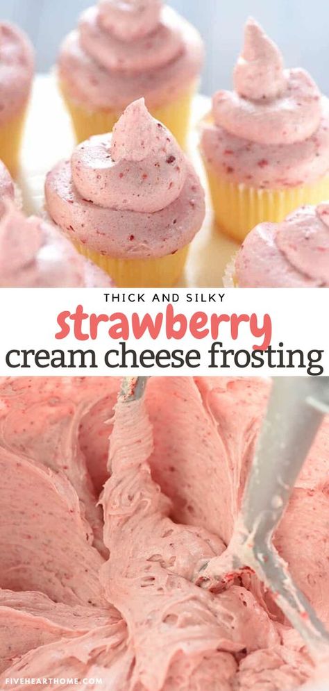 Strawberry Cream Cheese Frosting, Homemade Frosting, Torte Cupcake, Strawberry Flavor, Strawberry Cream Cheese, Cake Fillings, Strawberry Cream, Dried Strawberries, Icing Recipe