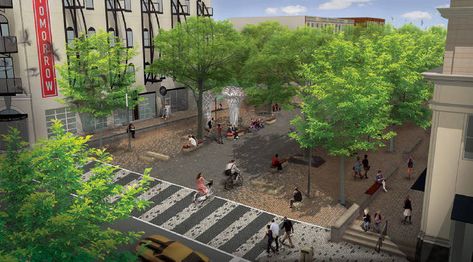 Work begins on historic Patten Parkway redesign in downtown Chattanooga | Times Free Press Downtown Chattanooga, Pocket Park, Urban Landscape Design, Landscape Architecture Design, Urban Park, Public Park, Parking Design, Newcastle Upon Tyne, Urban Spaces