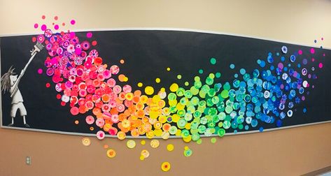 Collaborative Mural, The Dot Book, Book Art Projects, International Dot Day, Collaborative Art Projects, Art Classroom Decor, School Displays, Dot Day, Circle Template