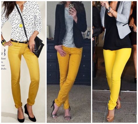 Yellow pants outfit Mustard Pants Outfit Winter, How To Wear Yellow Pants, Yellow Slacks Outfit, Yellow Dress Pants Outfit, Yellow Capri Pants Outfit, What To Wear With Yellow Pants, Outfits With Yellow Pants, How To Style Yellow Pants, Mustard Pants Outfit Work