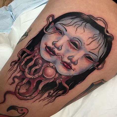 Discover | Tattoodo Zombie Tattoos, Demon Tattoo, Kawaii Tattoo, Japanese Horror, Creepy Tattoos, Spooky Tattoos, Tatuaje A Color, Horror Tattoo, Tattoo Portfolio