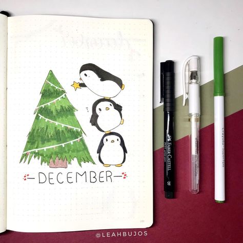 Leah | bullet journal on Instagram: “Yay, it’s almost a December! I finally finished my UC apps (still have to do common app though haha) but I’ll be able to post more often…” December Bujo, Common App, Penguin Theme, Bullet Journal Month, Goals Bullet Journal, Card Inspo, Journal Books, Num Num, Journal Spreads