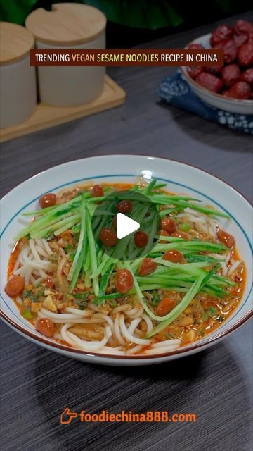 Wayne Shen on Instagram: "Trending vegan sesame noodles recipe in China. Do you want to try? #recipe #cooking #chinesefood #noodles #ramen #veganrecipes #vegetarian #comfortfood #sesame" Vegan Sesame Noodles, Sesame Noodles Recipe, Vegan Chinese, Noodles Ramen, Sesame Noodles, Pasta Sauces, Noodles Recipe, Chinese Recipes, Chinese Dishes