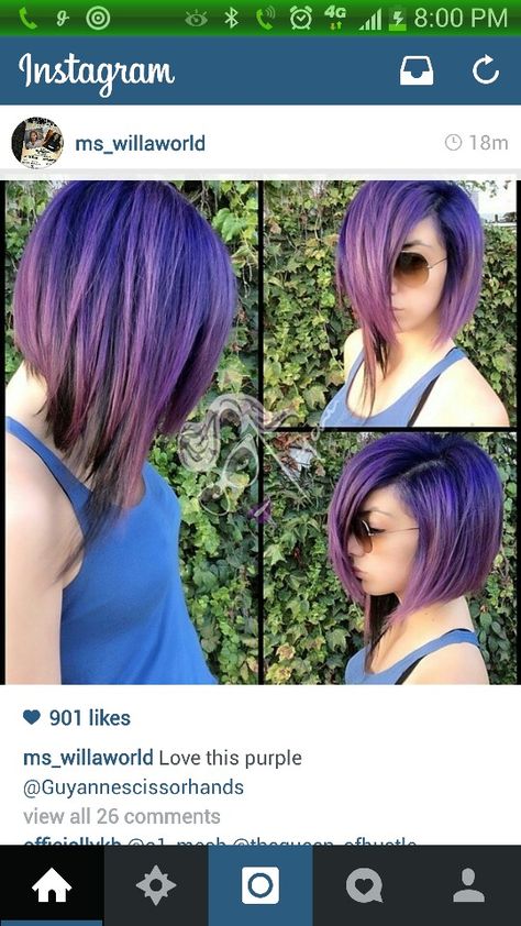 Purple bob love Purple Bob, Trendy We Fryzurach, Ombre Bob, Lilac Hair, Lavender Hair, Short Hair Color, Hair Color And Cut, Crazy Hair, Love Hair