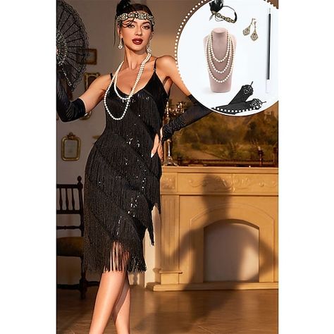 Look Gatsby, Great Gatsby Dresses, Flapper Headband, 1920 Fashion, Gatsby Dress, 1920s Flapper Dress, 20s Fashion, Semi Formal Dresses, 1920s Flapper