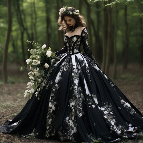 Styl Emo, Black Bridal Dresses, Goth Wedding Dresses, Black Wedding Gowns, Gothic Wedding Dress, Dark Wedding, Dream Wedding Ideas Dresses, Prom Dress Inspiration, Fantasy Gowns