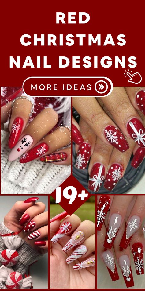 Upgrade your holiday style game with our exquisite red Christmas nail designs, guaranteed to make you the spotlight at any festive event! Whether you fancy a vibrant red matte look or a dazzling metallic shade, our talented nail technicians will craft a one-of-a-kind design tailored just for you. Don't hesitate - secure your spot now and prepare to sleigh the season in ultimate elegance! Make sure to book soon to elevate your holiday glamour effortlessly! Red Snow Flakes Nails, Festive Red Nails, Christmas Nail Designs Holiday Red, Elegant Xmas Nails, Latina Christmas Nails, Elegant Red Christmas Nails, Festive Nails Christmas Red, Red Nails Christmas Design, Red Nail Christmas Designs