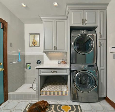 Love this Laundry Room Storage Shelves, Puppy Room, Indoor Dog House, Small Laundry Room Organization, Room Storage Diy, Dog Washing Station, Dog Spaces, Basement Laundry Room, Mudroom Laundry Room