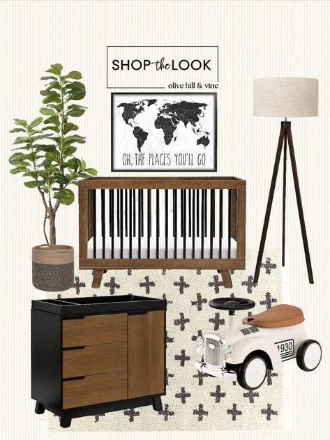 Absolutely obsessed with our new nursery design! Black & brown palette? Check! Classic push car & changer dresser? Check! Modern vibes with striped wallpaper, berber shag rug, & mid-century lamp? Check! And that 'Oh, the Places You'll Go' wall art? Adorable! Plus, who can resist the fiddle leaf tree & cotton rope basket? It's a dreamy blend of timeless and trendy! 

Follow my shop @OliveHillandVine on the @shop.LTK app to shop this post! Tree Cotton, Brown Nursery, Fiddle Leaf Tree, Cotton Rope Basket, Nursery Decor Inspiration, Mid Century Lamp, Fiddle Leaf, Rope Basket, Striped Wallpaper