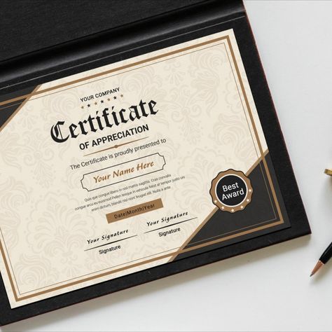 Classic Appreciation Certificate Template Appreciation Certificate Design, Appreciation Certificate, Ms Word Template, Editable Certificates, Appreciation Printable, Wedding Certificate, Memorial Program, Certificate Of Appreciation, Printable Certificates