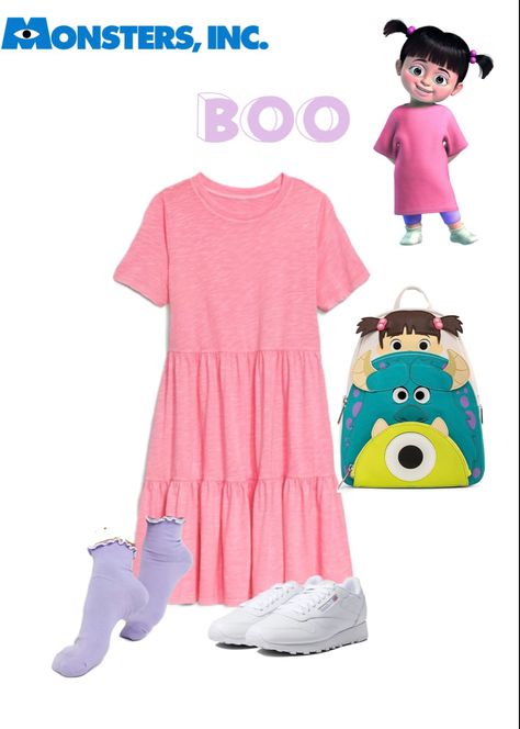 Boo Monsters Inc Disneybound, Disney Bound Monsters Inc, Monsters Inc Inspired Outfits, Disneybound Plus Size, Monsters Inc Disneybound, Plus Size Disney Outfits, Boo From Monsters Inc, Disneybound Ideas, Disney Park Outfit