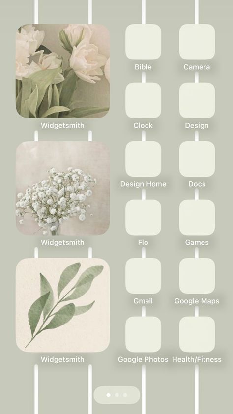 Phone Themes Flowers, Homepage Design Layout Iphone, Phone Themes Green, Green Iphone Homescreen, Ipad Homescreen Ideas Green, Organize Wallpaper, Spring Homescreen, Iphone Themes Aesthetic, Phone Themes Aesthetic