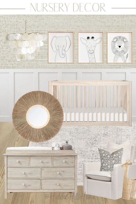 Neutral Nursery Design Board Nursery Dresser Decor, Ideas With Wood, Neutral Boy Nursery, Beige Nursery, Nursery Decor Ideas, Boho Baby Room, Nursery Decor Inspiration, Neutral Nursery Decor