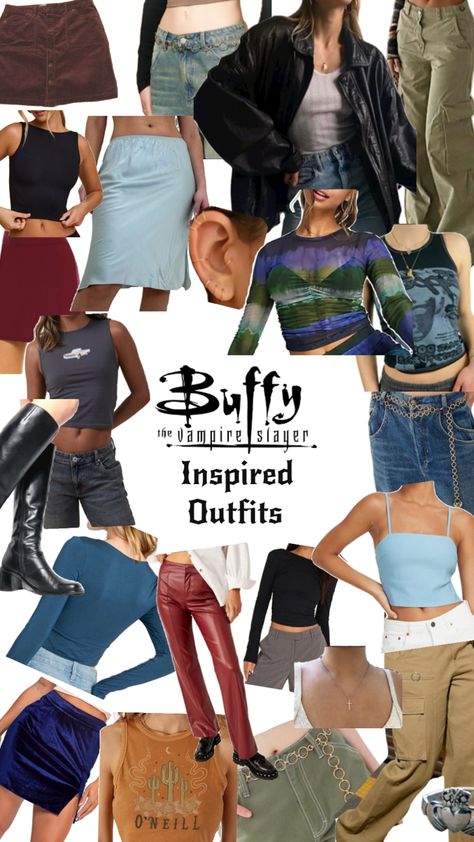 Buffy the vampire slayer goth grunge 90s 2000s y2k fashion looks tv show Halloween Vampire Slayer Outfits, Buffy The Vampire Slayer Outfits, Buffy Fashion, Grunge 2000s, Mood Clothes, Y2k Goth, Buffy The Vampire, Goth Grunge, Buffy The Vampire Slayer