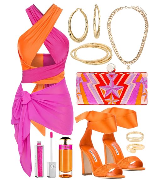 pink and orange Outfit | ShopLook Pink And Orange Color Block Outfit, Pink And Orange Outfit Summer, Pink And Orange Clothes, Pink And Orange Dress Outfit, Orange Vacation Outfits, Pink And Orange Outfit Ideas, Pink And Orange Outfits, Orange Pink Outfit, Pink Orange Outfit