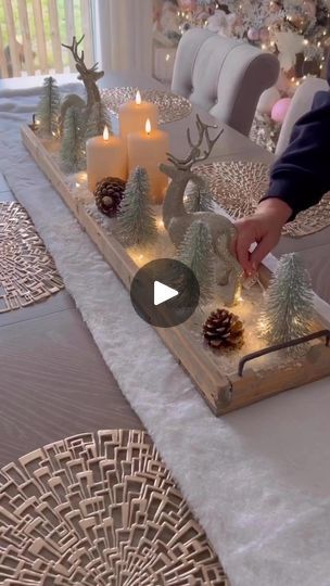 Simple White Christmas Decor, Christmas Decor Ideas For Coffee Table, Christmas Decor For Kitchen Island, Christmas End Table Decor Ideas, Dinner Table Christmas Decorations, Snowman Centerpiece Ideas, Xmas Table Decorations Ideas, Living Room Xmas Decor Ideas, Christmas Tray Decor Ideas