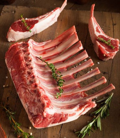 Meat Food Styling, Lamb Rack, Lamb Ribs, Raw Meat, Meat Shop, Rack Of Lamb, Lamb Chops, Reduce Food Waste, Beef Steak