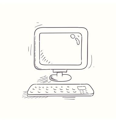 Sketched desktop computer icon vector doodles by zhemchuzhina on VectorStock® Drawings On Computers, Aesthetic Computer Drawing, Desktop Computer Drawing, Computer Sketch Drawing, Computer Cute Drawing, Computer Related Drawings, Computer Drawing Ideas, Drawing Of A Computer, Computer Doodle Art