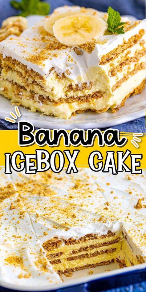 Banana Icebox Cake, Banana Cream Filling, Graham Cracker Dessert, Oreo Torte, Icebox Desserts, Crumb Recipe, No Bake Banana Pudding, Graham Cracker Recipes, Icebox Cake Recipes