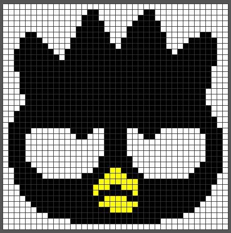 Sanrio Graph Paper, Badtz Maru Perler Beads, Sanrio Crochet Grid, Sanrio Tapestry Crochet, Sanrio Grid Pattern, Big Pixel Art, Sanrio Pixel Art, Pixel Grid, Crochet Grid