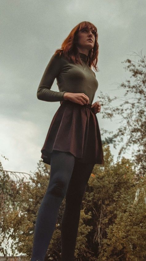 Forest green turtle neck top | Redhead outfit | earthy outfit | green and brown | 2022 fall outfit | witchy fashion Forest Green Turtleneck Outfit, Green And Brown Outfit Aesthetic, Aesthetic Witch Outfit, Forest Girl Outfit, Green And Tan Outfit, Green Witch Aesthetic Outfit, Forest Academia Outfit, Earth Aesthetic Outfit, Forest Outfit Aesthetic